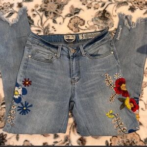 Blue Embroidered Women's Jeans